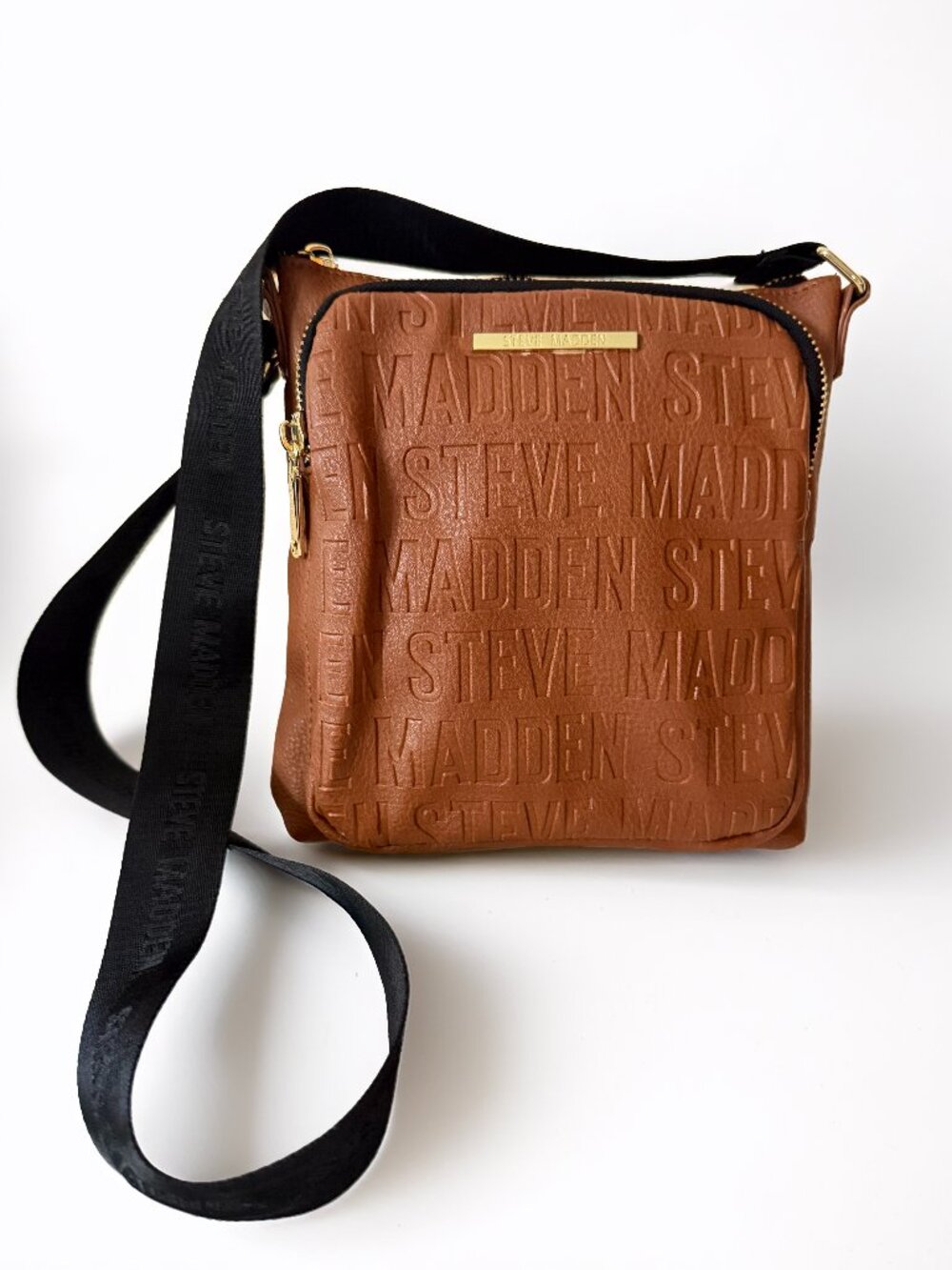 Steve Madden Embossed Faux Leather Brown Crossbody Bag Purse